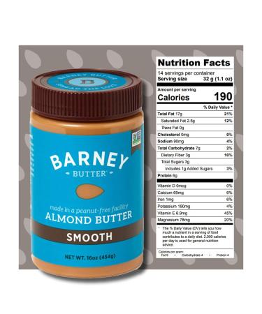 BARNEY Almond Butter Smooth 16 Ounce - Non-GMO, Skin-Free, Paleo & KETO Friendly - Buy Online on SooperMarket.com