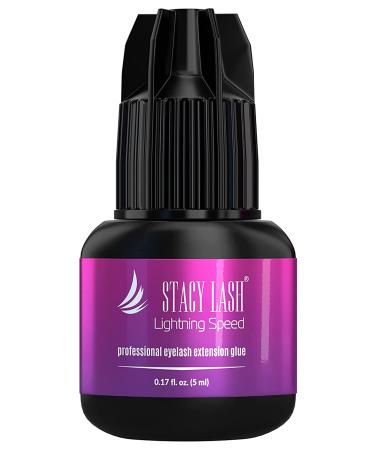 Lightning Speed Eyelash Extensions Glue  Stacy Lash 5ml/ 0.17 fl. oz/ 0.3 Sec Drying time/Retention  6-8 Weeks/Lowest Fumes/Extra Strong/Maximum Bonding Power/Black Adhesive 0.17 Fl Oz (Pack of 1)