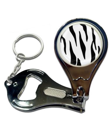 BadgeBeast.co.uk Zebra Print - Key Ring Bottle Opener and Nail Clipper