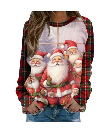 Women's Christmas Sweatshirts Cute Snowman Penguin Print O-Neck Raglan Top Shirt Pullover Comfy Warm Xmas Jumper Winter Long Sleeve Tops Loose Tunic Top Sweaters Beige XL