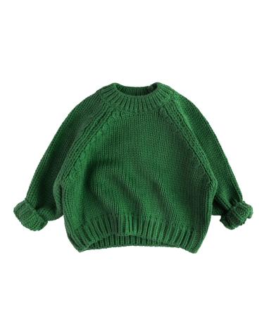 Volunboy Baby Boy Girl Knit Sweater Oversized Blouse Pullover Sweatshirts Crewneck Long Sleeve Knitted Top 4-5 Years Green