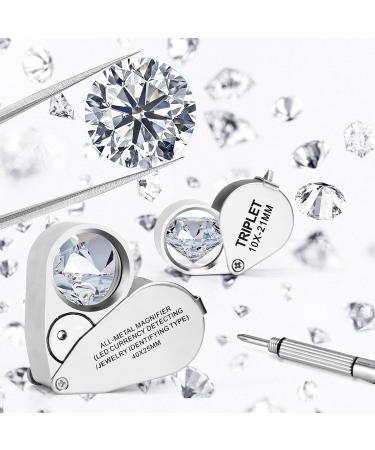 Wanapure Metal Jewelry Loop Magnifier with LED Light - 10x & 40x Pocket Illuminated Magnifying Glass for Gems, Rocks - Includes Drawstring Bag and Adjustable Lanyard - Buy Online on SooperMarket.com