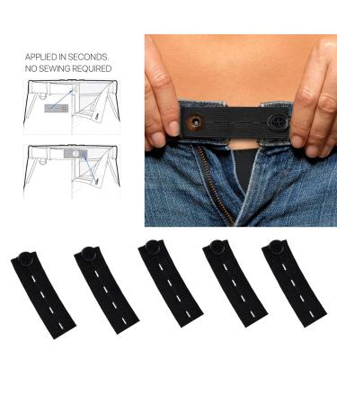5PCS Adjustable Waist Extender Button Extenders - Black Elastic Waist Extension for Trousers, Pants, Shorts - Buy Online on SooperMarket.com