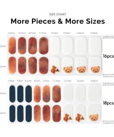 NAILOG Semi Cured Gel Nail Strips 34 pcs Salon-Quality Gel Nail Stickers Long Lasting Nail Wraps for Women with Soft Gel Finish Animal Print Bear with Me - Buy Online on SooperMarket.com