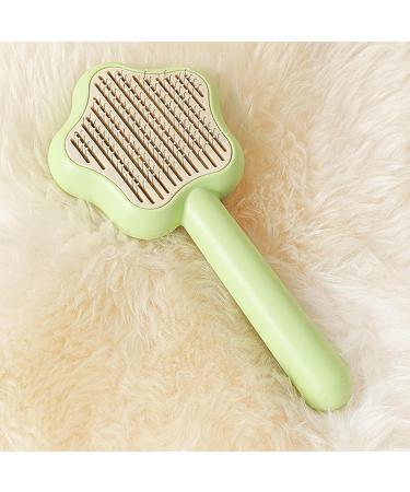 Self-Cleaning Cat Brush with Unlocking Button - Compact Fur Care Brush for Dogs Cats & Rabbits - Efficient Hair Removal in Green - Buy Online on SooperMarket.com