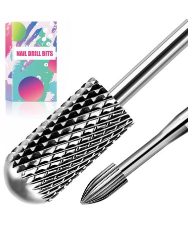 Nail Drill Bits 3/32 Cuticle Clean Bit Tungsten Carbide 2Pcs Nail Bit for Nail Drill Medium Electric Nail Bit Smooth Round Top Barrel Head with Cuticle Bit Great for Gel Polish and Natural Nail Snake Head Medium