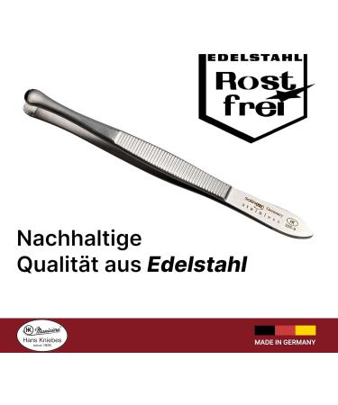 HK Manicure by Hans Kniebes - 9 cm Diabetic & Rounded Eyebrow Tweezers | Premium Stainless Steel from Solingen - International Shipping Available - Buy Online on SooperMarket.com