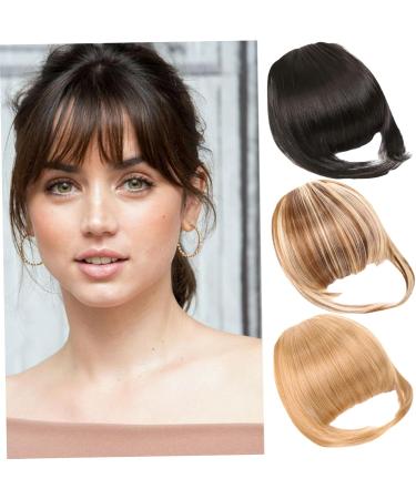 Fake Bangs Clip in Fringe High Temperature Fiber Clip in Bangs with Temple Hair Breathable Natural Look Fake Flat Bangs Front Face Fake Fringe for Women Girl (A) style1 - Buy Online on SooperMarket.com