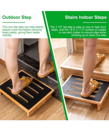 StrongTek One Step Stool for Adults with Non-Slip Rubber Stepping Surface  Portable Single Wooden Riser  440 lb. Load Capacity for Kitchen  Bathroom  or Bedside  Kid and Senior Support (Natural) - Buy Online on SooperMarket.com