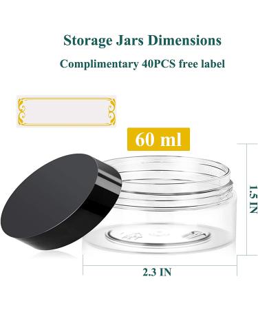 2oz Plastic Jars with Lids 36PCS - Clear Cosmetic Slime Containers for Travel - Leak Proof Sample Pots for Lotion, Cream, Acrylic Powder, Lip Scrubs - Buy Online on SooperMarket.com