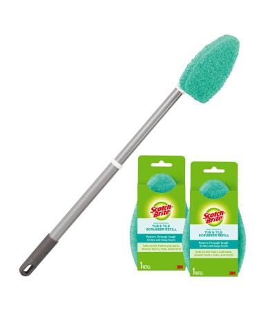 Scotch-Brite Extendable Tub & Tile Scrubber Kit, Includes 1 Handle and 3 Non-Scratch Scrubber Pads