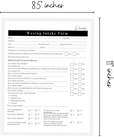 75 Wax Consumption & Post-Treatment Forms | A1 Size | Client Signature | 25 Intake 25 Constant 25 Follow-Up | International Shipping - Buy Online on SooperMarket.com