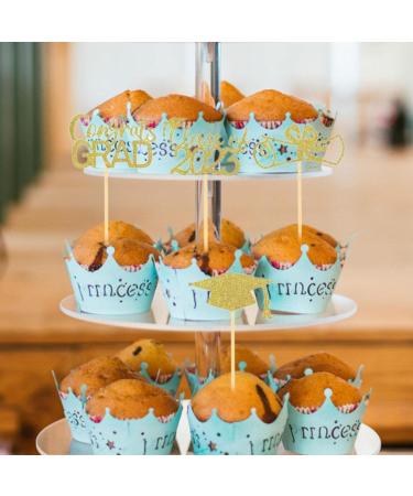 JINGLING Graduation Cake Lids Cupcake Toppers with Graduation Pack of 24 - Glitter Class of 2023 Graduation Cupcake Toppers Diploma Grade Caps Cake Toppers Picks for Graduation Gold - Buy Online on SooperMarket.com