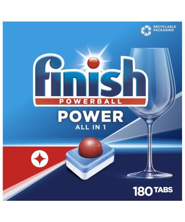 Finish Power all in 1 dishwasher tabs phosphate -free - dishwasher flush with powerful power ball against the most stubborn fatty pollution - gigapack with 180 finish tabs 180 pieces (1 Pack)