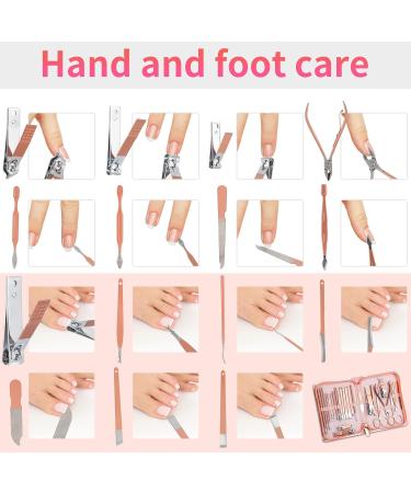 Coolzon 26-Part Professional Manicure Set | Stainless Steel Nail Tools for Manicure & Pedicure | Advanced Zip Pocket Design | Rose Color - Buy Online on SooperMarket.com