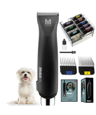 Moser Max 45 - Powerful dog clipper with a plug -in comb set - Ideal as an animal haircutor & trimmer - 2 speed levels - also suitable for cats & paws