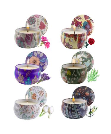Vetour fragrance candles gift set for women: 6 pieces of aromatherapy candles set natural soy wax women gift for stress relief bad yoga jar candle sets for birthday Valentine's day forest area 6-pack