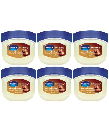 Vaseline Lip Therapy Cocoa Butter Mini White Petrolatum Advanced Moisturizer Relieves Dull and Dry Skin Mini Vaseline Petroleum Jelly Soft & Smooth Vaseline Lips (Pack of 6-0.25 Oz Ea)