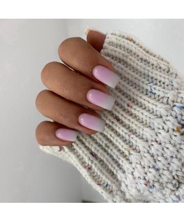 Glossy Gradient Pink Press on Nails Medium Short Square Xcreando Salon Like Coffin Fake Nails Glue on Stick on Nails for Women Natural Press on Nails for Women 24PCS Elegant Pink - Buy Online on SooperMarket.com