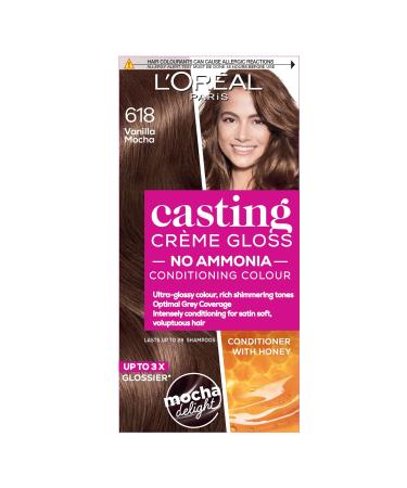 L'Oreal Ammonia Free Semi-Permanent Hair Dye 618 Vanilla Mocha Glossy Hair Colour Natural Looking Finish For up to 28 Shampoos Casting Cr me Gloss 1 Application VANILLA MOCHA 618