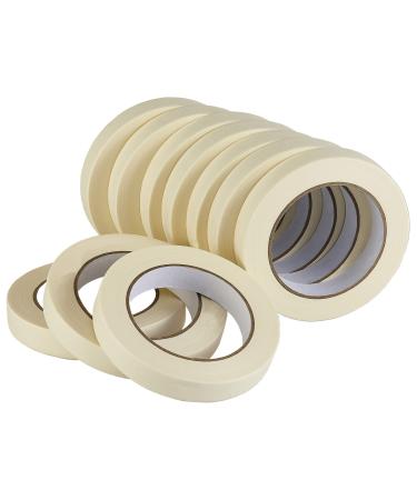 Lichamp Masking Tape 10 Pack General Purpose Beige White Color 0.75 inch x 55 Yards x 10 Rolls (550 Total Yards) for Painting Home Office School Stationery Arts Crafts etc. (3004)