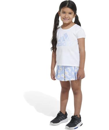 adidas Girls Short Sleeve Tee & French Terry Pleated Skort Set 6X - White | Shop Now - Buy Online on SooperMarket.com