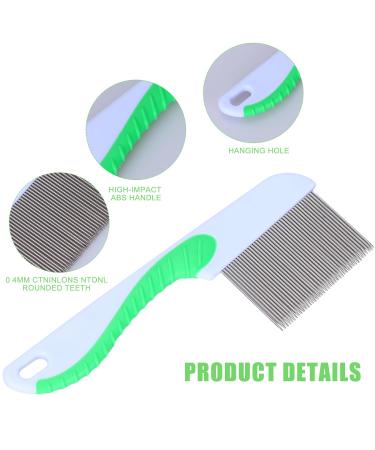Premium Stainless Steel Dog & Cat Comb - Flea Comb for All Hair Types (Green) - Perfect for Short Medium & Long Hair Pets - Buy Online on SooperMarket.com