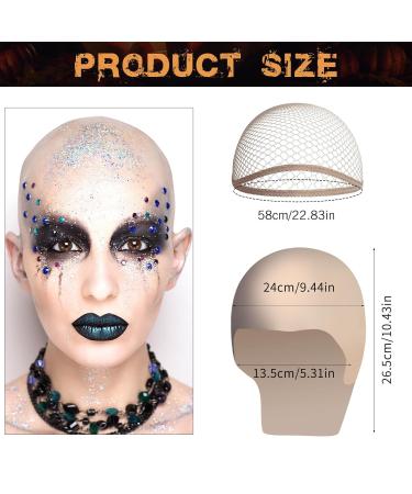 Professional Bald Cap SFX Makeup Kit - Skin Color Wig Cap with Water-Based Adhesive for Halloween Cosplay & Theater - Buy Online on SooperMarket.com