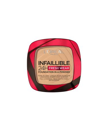 L'Or al Paris Infallible 24H Fresh Wear Foundation in a Powder Full-coverage Longwear Weightless Smooth Finish Water-proof and Transfer-proof 200 Golden Sand 200 Golden Sand 9 g (Pack of 1)