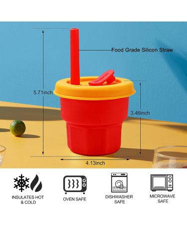 Farship Lifestyle Kids Cup with Straw and Lid - Reusable 12oz Silicone Mug for Teens - Spill-proof, Shatter-proof, BPA Free - Dishwasher Safe Tumbler for Children - Orange & Red 11oz - Buy Online on SooperMarket.com