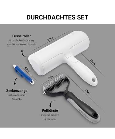 Finopet 3 Set: Dog & Cat Brushes XL Lint Roller & Tick Tongs - Ultimate Pet Grooming Kit for Long Hair & Undercoat - Buy Online on SooperMarket.com
