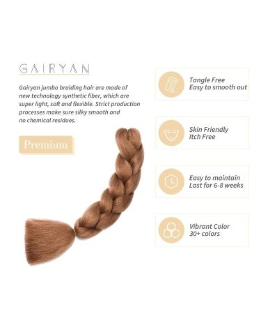 Gairyan Ombre Jumbo Braids Extensions - 24 100g Synthetic Box Braid Hair for Crochet & Twists (Light Auburn) - International Shipping Available - Buy Online on SooperMarket.com