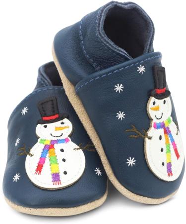 Dotty Fish Soft Leather Baby Shoes - Animal Designs for Boys and Girls, Non-Slip Toddler Shoes, 0-6 Months to 4-5 Years (Frosty Snowman) - Buy Online on SooperMarket.com