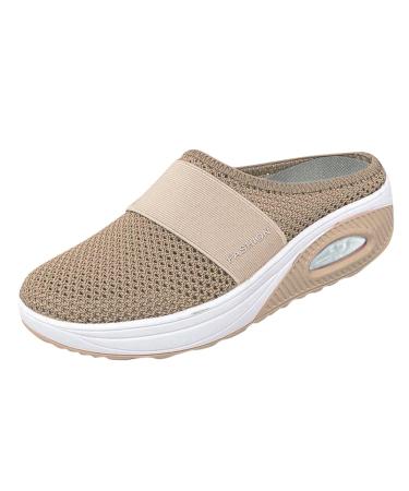 Orthopedic shoes Women Air Cushion Slip on Sneakers Sandals With Foot Bed Housing Walking Diabetic Shoes Snows Leisure Mesh Beautifier Sports Shoes Light Sive Shoes Women 40 Eu a Khaki