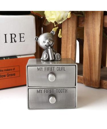 Mogoko Silver Baby First Tooth and Curl Keepsake Box Set - Gender Neutral Kids Teeth Fairy Holder - Buy Online on SooperMarket.com