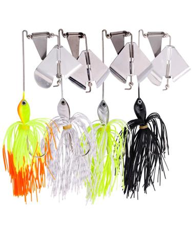 Sougayilang Fishing Lures Buzzbait Spinnerbait Jigs Lure for Bass Pike Fishing A-4PCS-BUZZBAIT