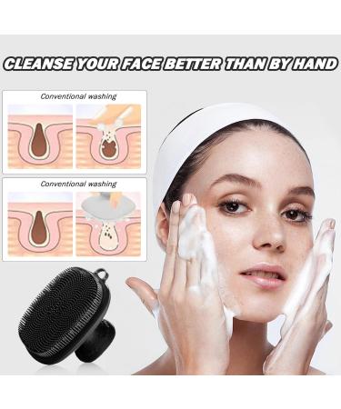 Soft Silicone Face Scrubber 2.6x2.6" Manual Face Scrubber Exfoliator Waterproof Facial Cleansing Brush Non Slip Face Brush with Handle - Buy Online on SooperMarket.com