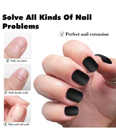 LuckForever 240pc Black Matte Square Press-On Nails | Short Fake Nails & Adhesive Tabs for Women & Girls - Stunning Acrylic Nail Tips - Buy Online on SooperMarket.com
