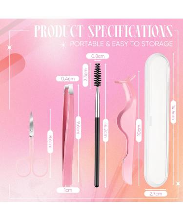 Lasnten DIY Eyelash Applicator Tool Set - Stainless Steel Lash Tweezers Scissors & Brushes for Extensions - Pink | International Shipping - Buy Online on SooperMarket.com