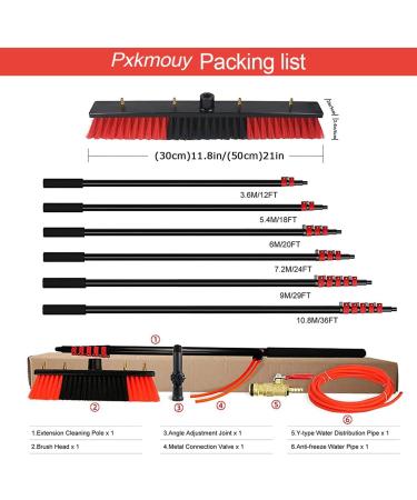 36FT/10.8m Water Fed Pole & Backpack/Window Cleaning Telescopic Brush/Extendable Window Washer conservatory roof cleaner water fed pole Photovoltaic Panel Cleaning 35cm Brush Head 12M/39FT - Buy Online on SooperMarket.com