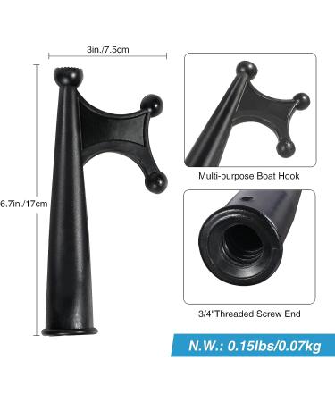 Lineslife Boat Hooks Floating | Telescoping 12ft Extendable Push Hook Pole | Lightweight Aluminum | Non-Slip Black - Buy Online on SooperMarket.com