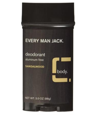 Every Man Jack Deodorant Stick Sandalwood 3 oz (Pack of 6)