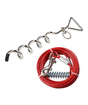 AB Tools Dog Yard Stake Out Spike & 15ft Weather Resistant Strong Tie Out Cable