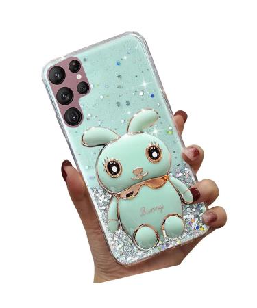 Tivenfezk Nadoli for Samsung Galaxy S21 Ultra Hase Hidden Stand Shell caricature glitter rabbits stand Soft silicone bling cell phone shell.