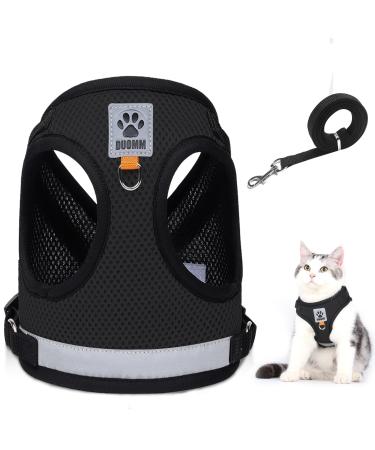 Cat leash set for cats polyester adjustable cats Display with leash cats vest with reflective stripes for kitten dogs (black l) l black