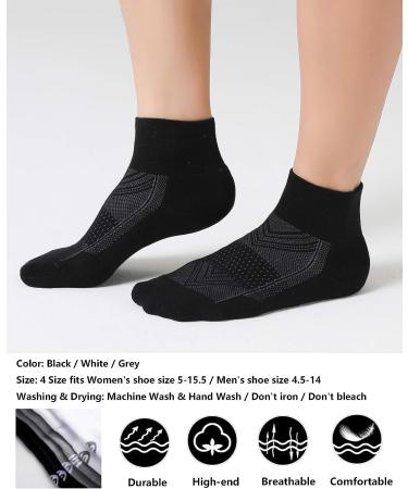 CelerSport Men's Ankle Socks 6 Pack - Cushioned Sport Athletic Running Socks, Black (Size 9-12) - Buy Online on SooperMarket.com