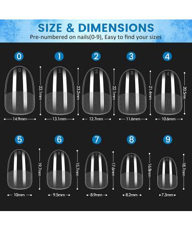 Oval Nail Tips - Ejiubas 505Pcs Clear Pre-Buff Fake Nails with Glue & Case | Natural Medium Oval Extension Kit - Buy Online on SooperMarket.com