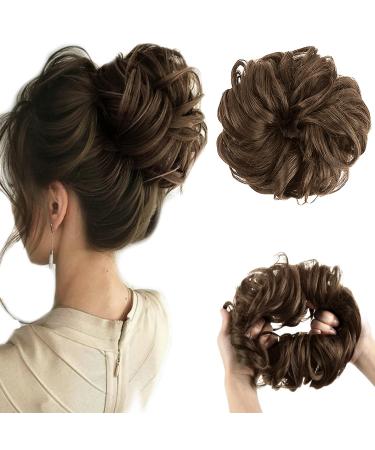 Vlasy Messy Bun Hair Piece for Women Curly Wavy Hair Scrunchies Bun Extensions Hairpieces Synthetic Hair Chignons Accessories Updo for Girls(10# 60g) 60g 10#