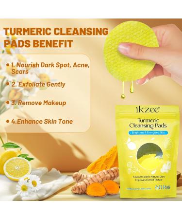60 Turmeric Cleansing Pads for Face Exfoliating Scrubs with Vitamin C & B5 for Acne & Scars | International Shipping Available - Buy Online on SooperMarket.com