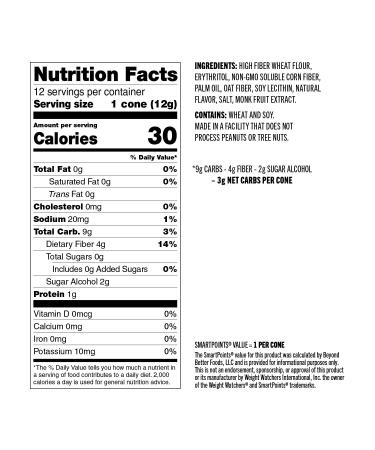 ENLIGHTENED Sugar-Free Ice Cream Cones | Vegan, Low Calorie (30), Low Carb (Net 3g) - 12 Pack - Buy Online on SooperMarket.com